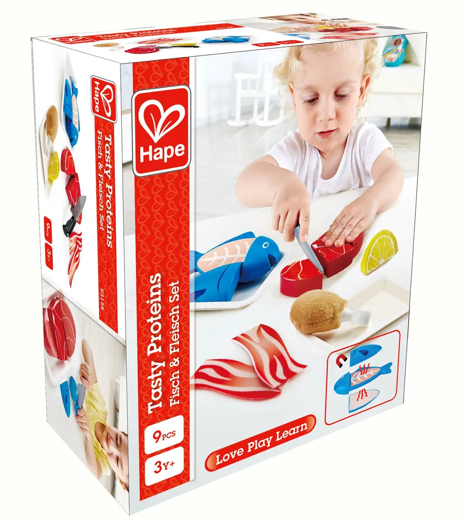 Set Poisson et Viande Hape avec Aliments à Découper Scratch en Bois - 2