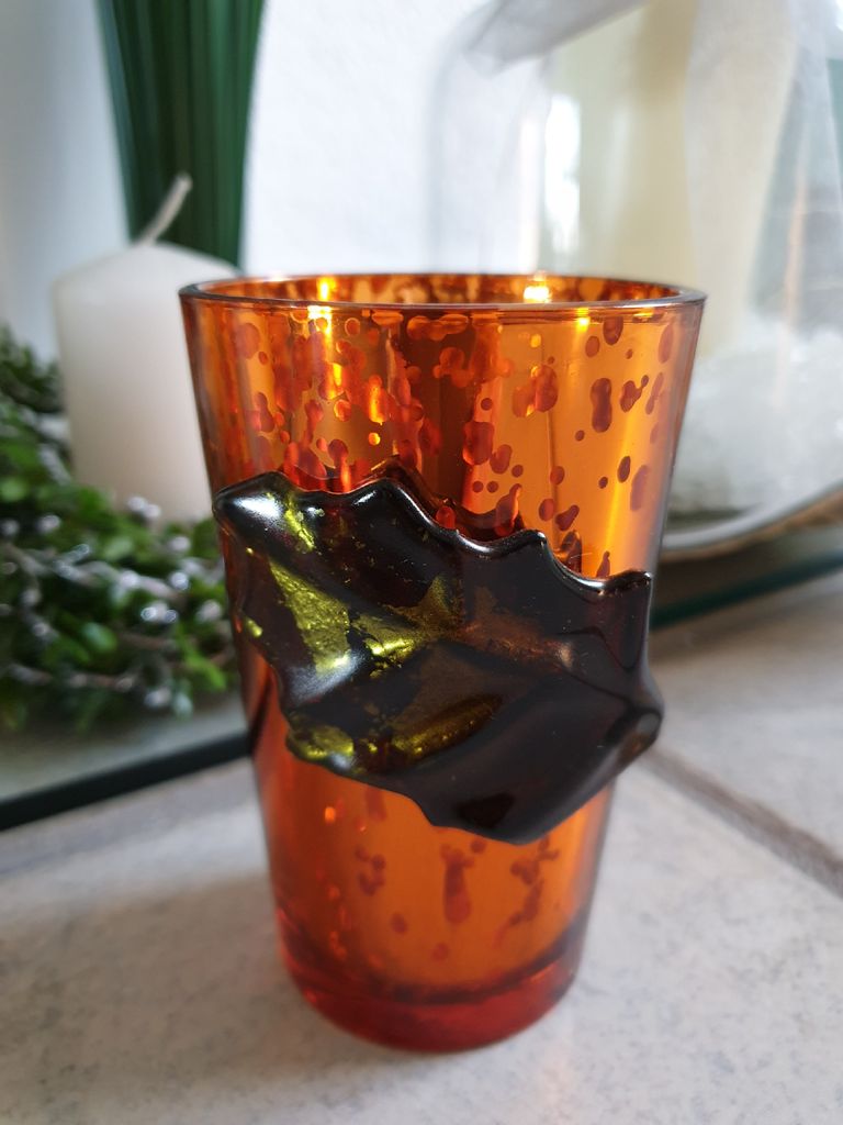 Gi220 orange Teelichthalter aus Glas Gilde