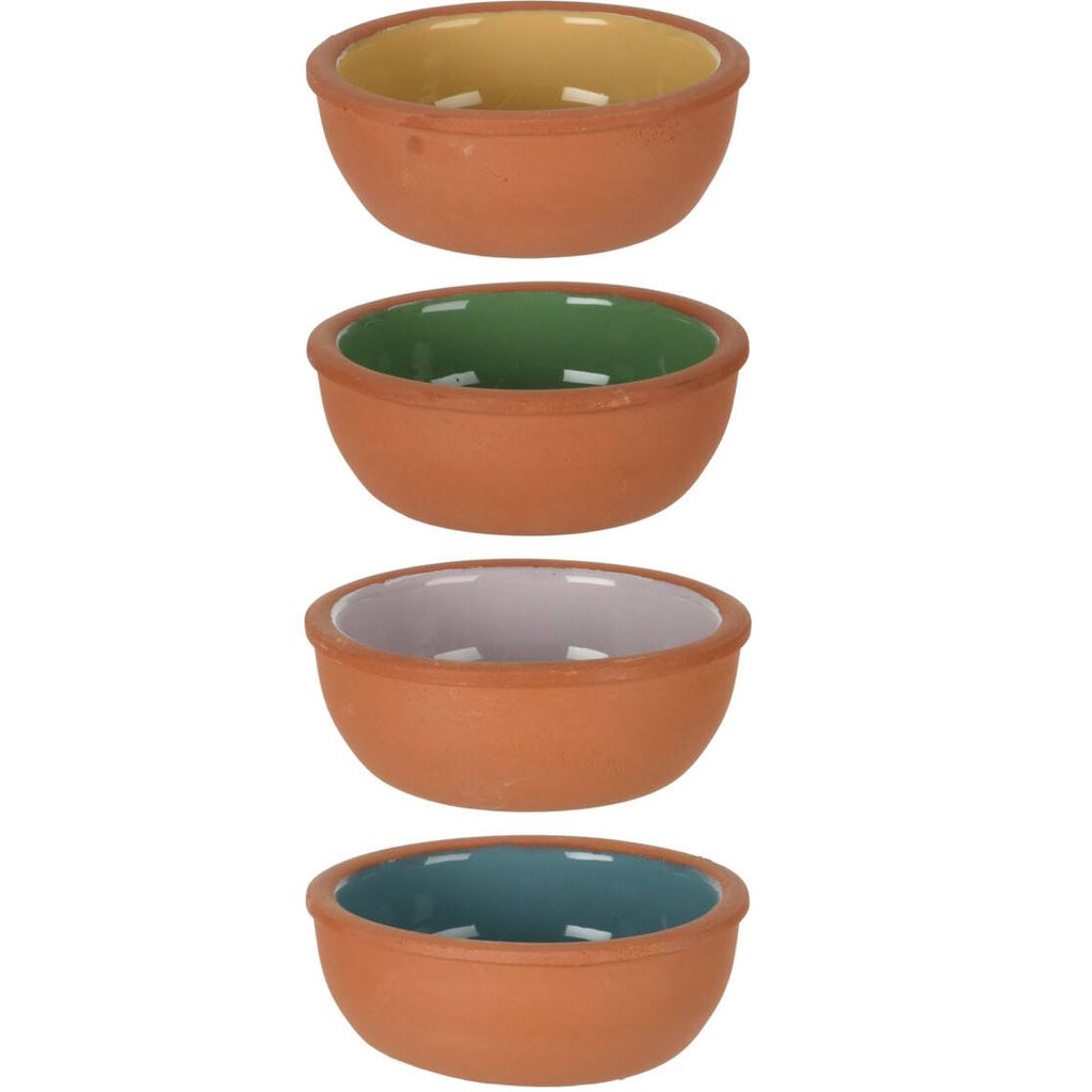 Mini casseruola, set di 4, 150 ml, vari colori, terracotta Immagine del prodotto 