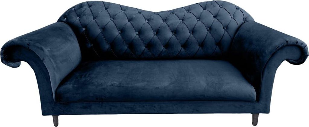 Ares Meble Sofa VERA - Sofa 3 Sitzer, Chesterfield Sofa, Eleganz Couch 3-Sitzer, Samt Sofa Glamour, 200x90 cm - Beine Schwarz - Dunkelblau
