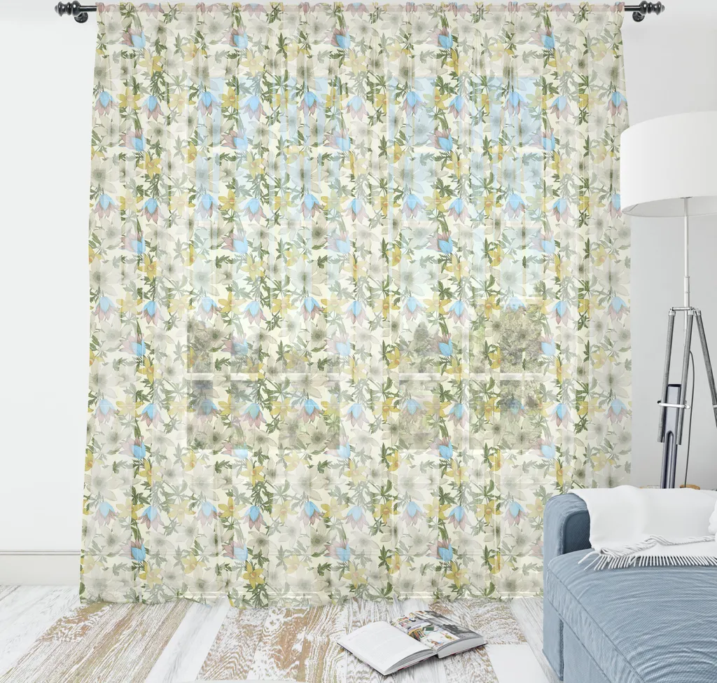 Maxi Arazzo Floreale ABAKUHAUS 274x240cm - Tessuto Satin Crema Vivido