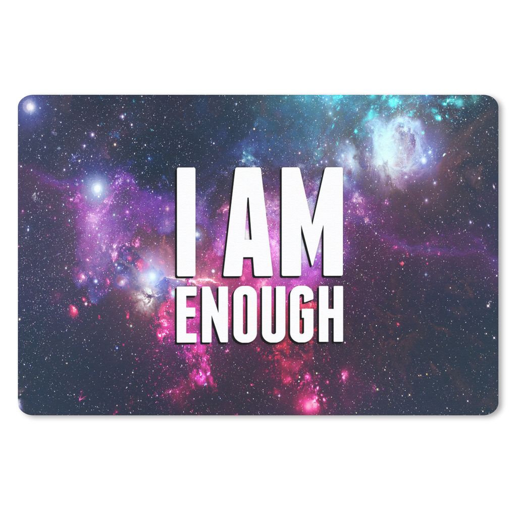 MuchoWow Schreibtischunterlage Zitate - 'Ich bin genug' - Sprichwörter - Sterne - Jungen - Mädchen - Kinder 60x40 cm - XXL Mauspad - Großes Ma...