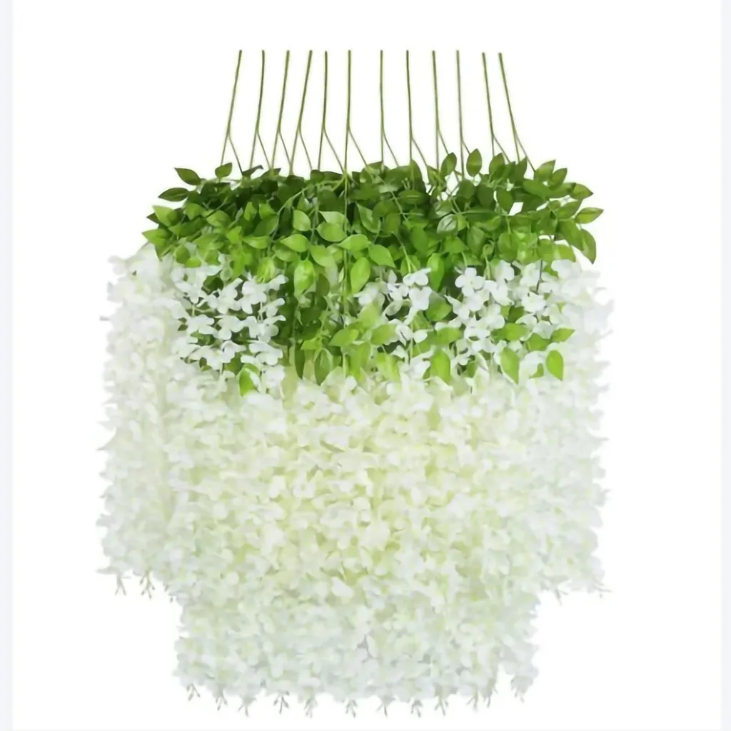 12 Glycines Artificielles Élégantes - Guirlande Fleurie Texturée 110cm