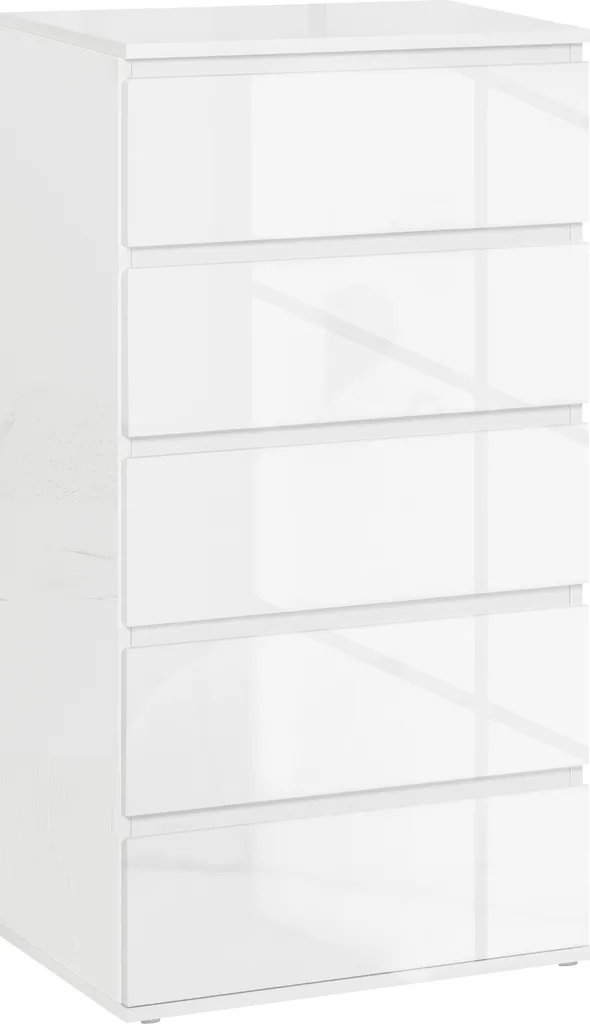 HOMCOM Cassettiera 5 Cassetti Bianca Mobile Ufficio e Camera 55x33x100cm