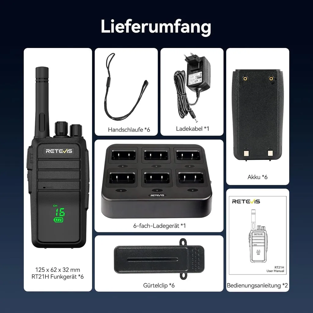 Radio bidirectionnelle professionnelle Retevis RT21H pack de 6 robuste IP54 - 9