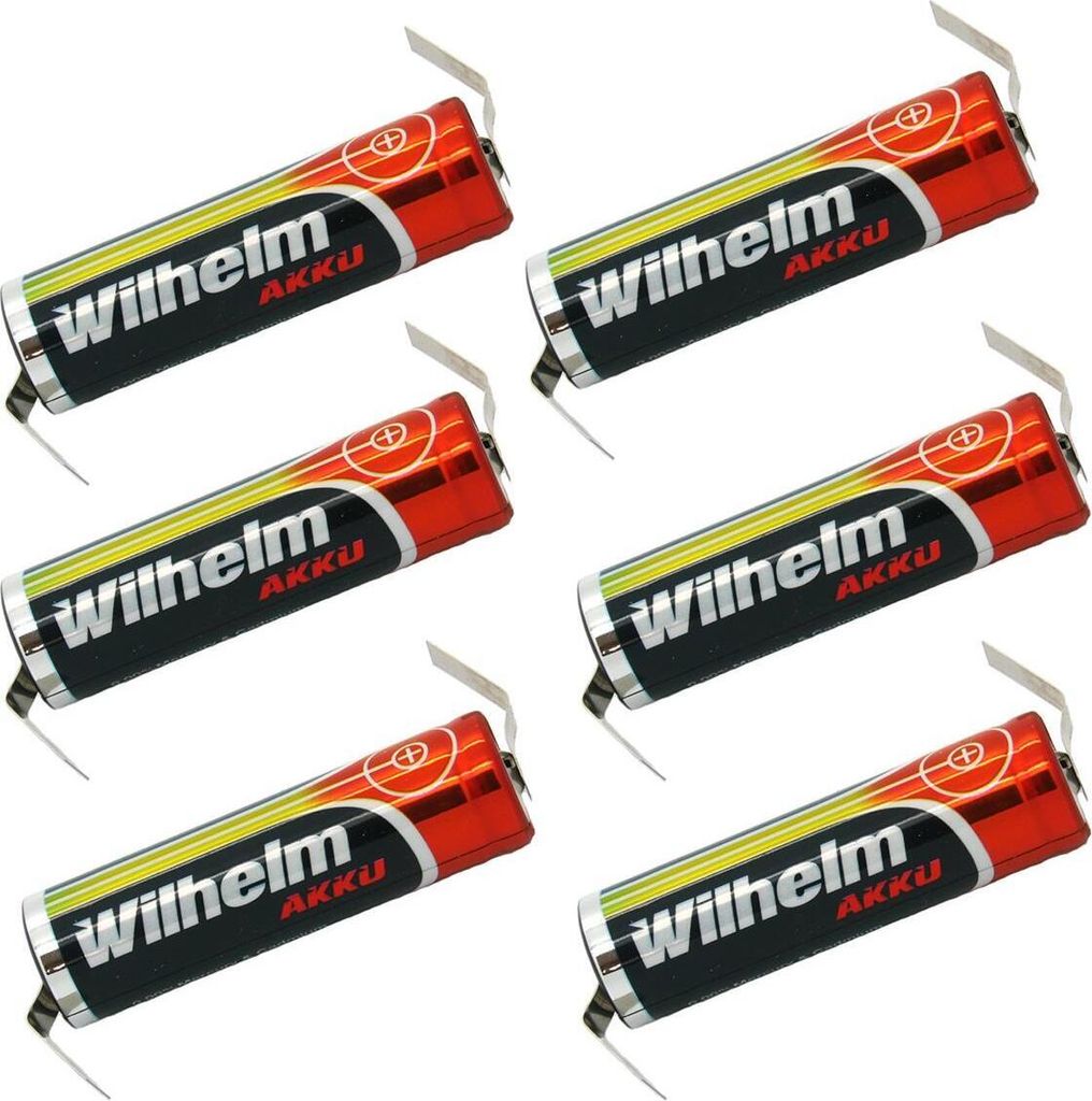 6 x Lithium Ionen Akku Wilhelm 3,7 V LÖTFAHNE Z Form 800 mAh Typ 14500 Li Ion AA