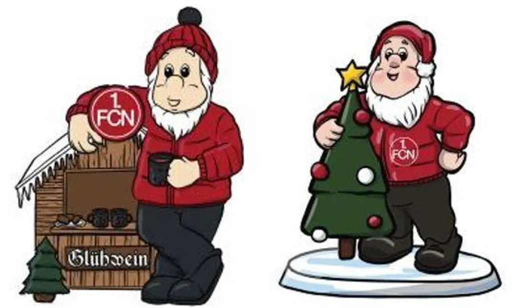 1. FC Nuremberg figurines de Noël miniatures lot de 2 décorations club