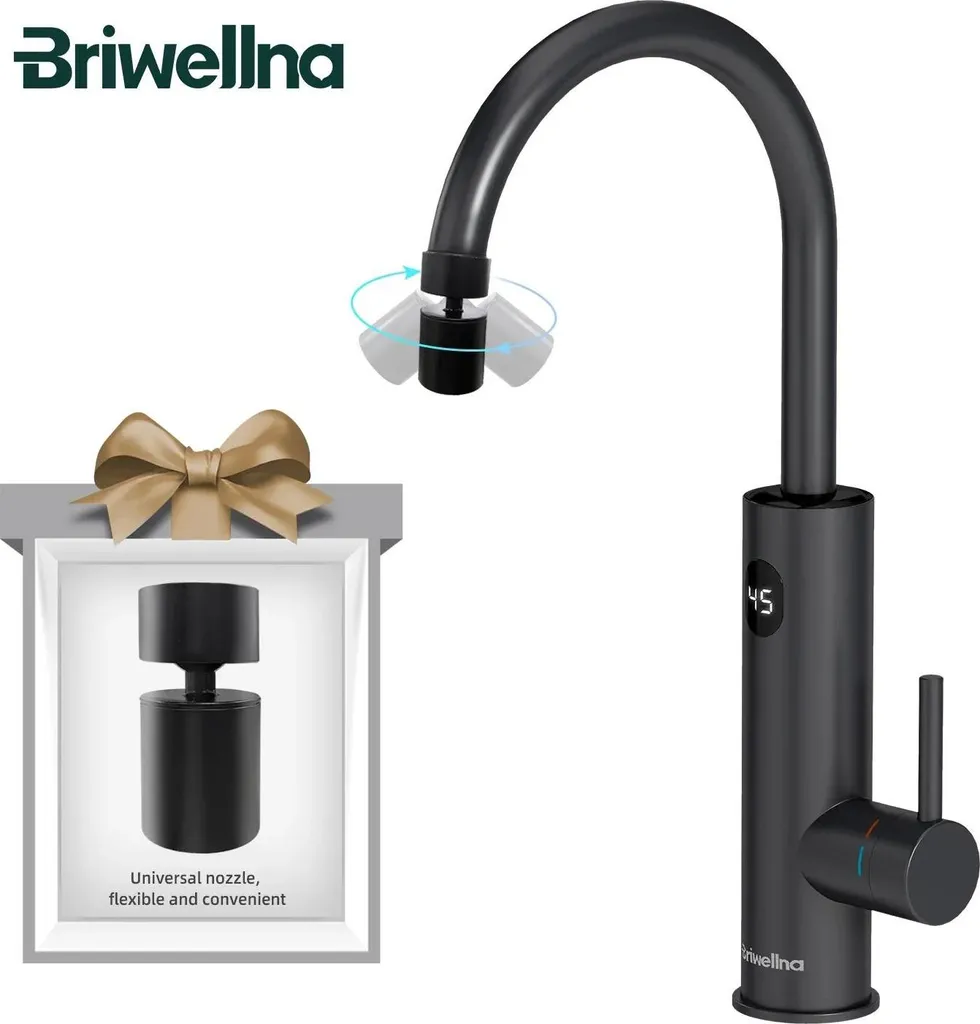Rubinetto Eco-Istantaneo Pro Nero Opaco 360° - Risparmio Energetico Acqua