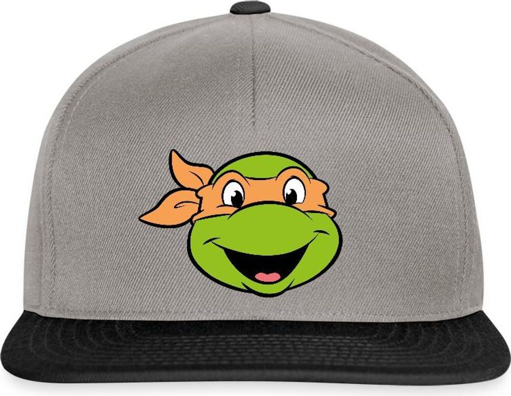 Spreadshirt Teenage Mutant Ninja Turtles Michelangelo Kostüm Karneval Snapback Cap, One size, Graphit/Schwarz