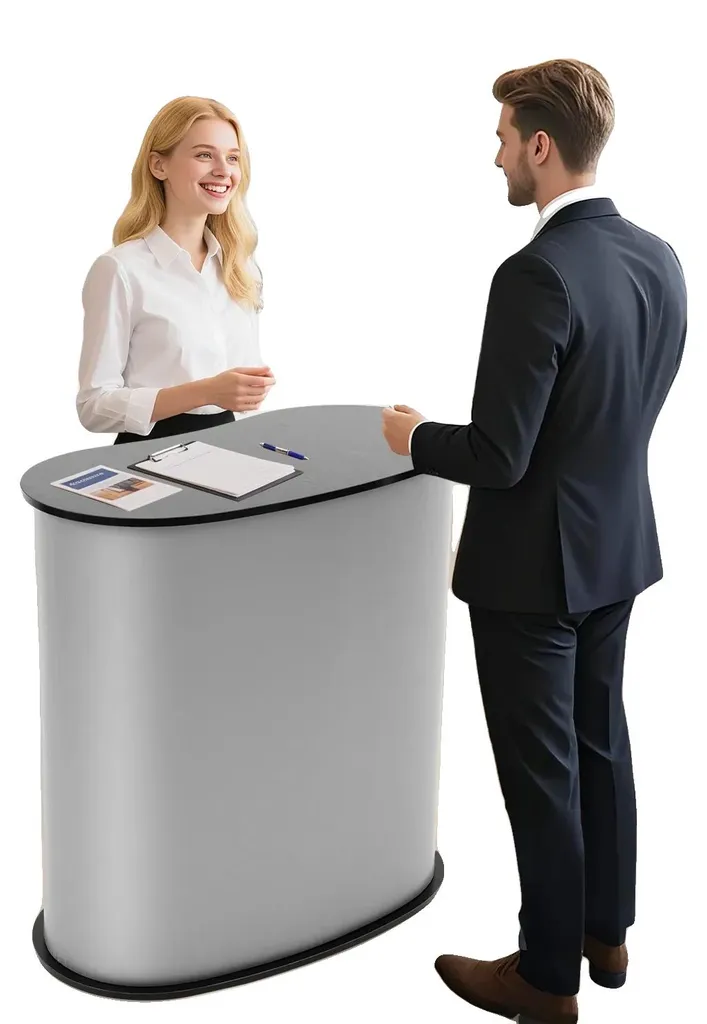 Meuble de réception compact comptoir d'accueil modulable blanc
