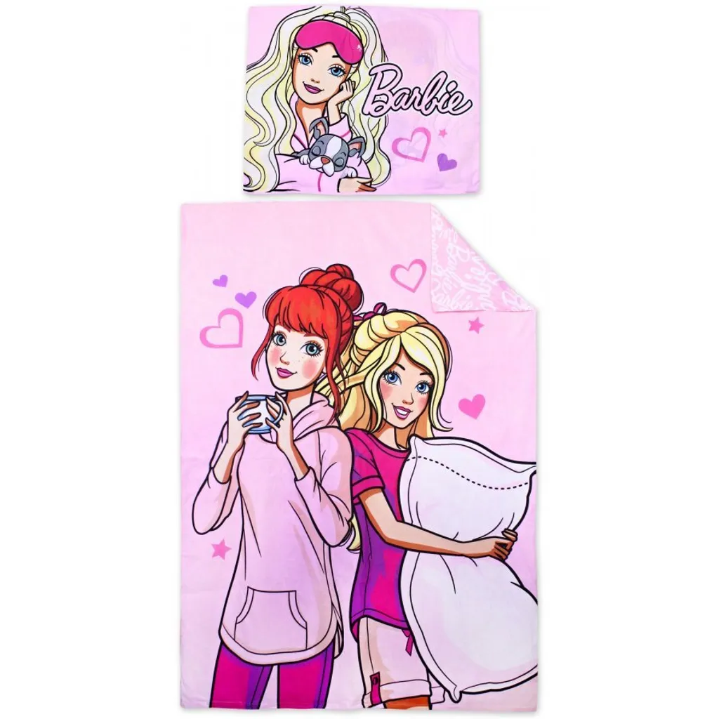 Housse de couette Barbie 140x200 cm en pur coton rose pour fille