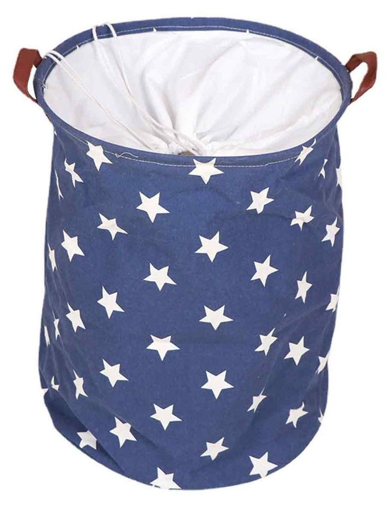 20-Inches Verdickte Faltbare Runde Lagerung Wäschekörbe, Baumwolle (Blau Star, L) EINWEG