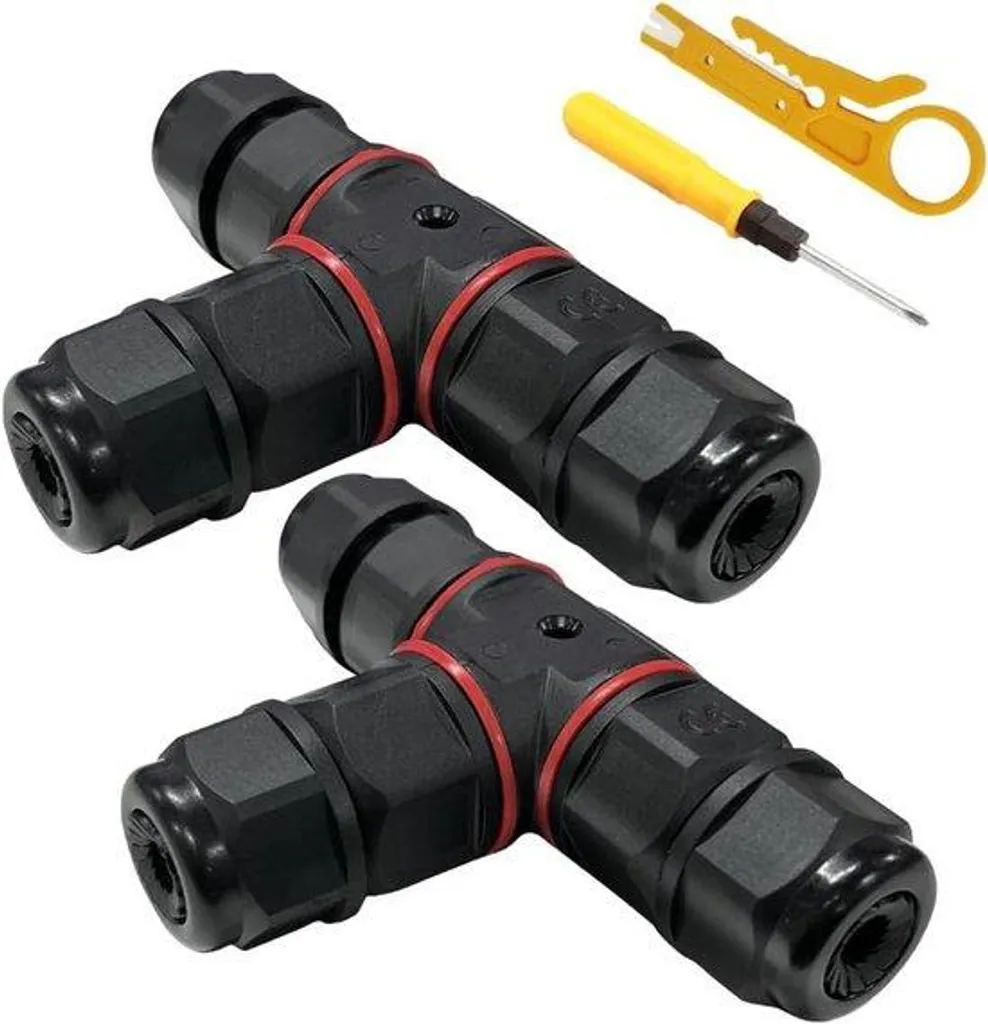 Manchon de raccordement étanche IP68 à 3 pôles pour câble - Lot de 2