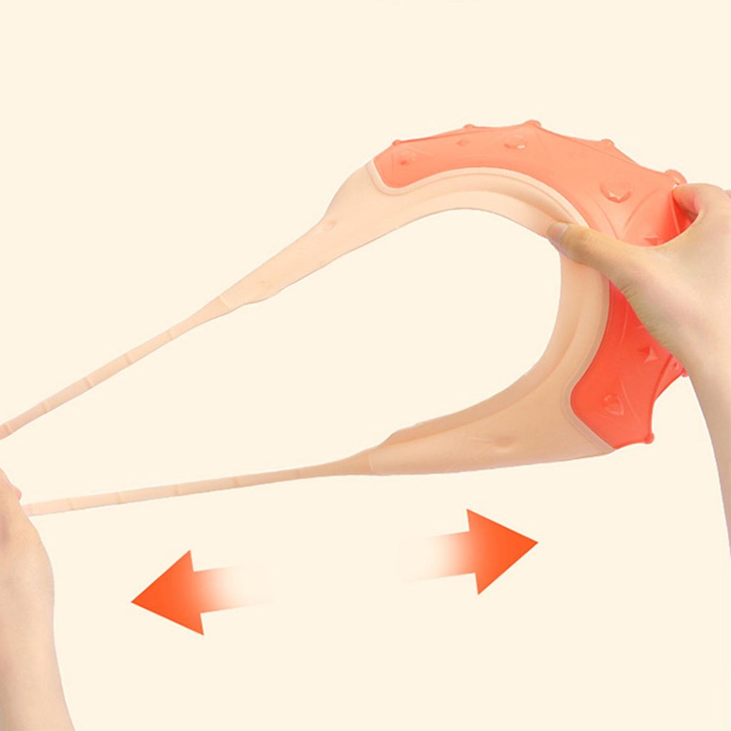 Baby-Duschhaube, Silikon, Kronenform, Gehörschutz, verstellbar, wasserdicht, Haarwaschmütze für Kleinkinder, Rot