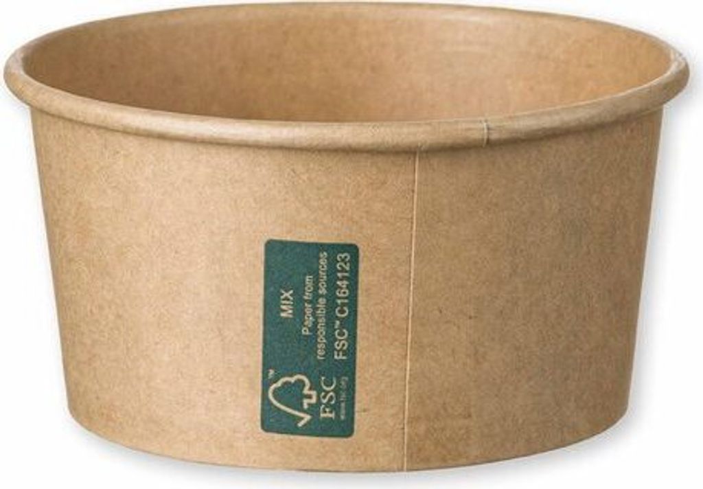 50x Eisbecher Feinkostbecher aus Kraftpapier rund 140 ml braun Ø 90 mm