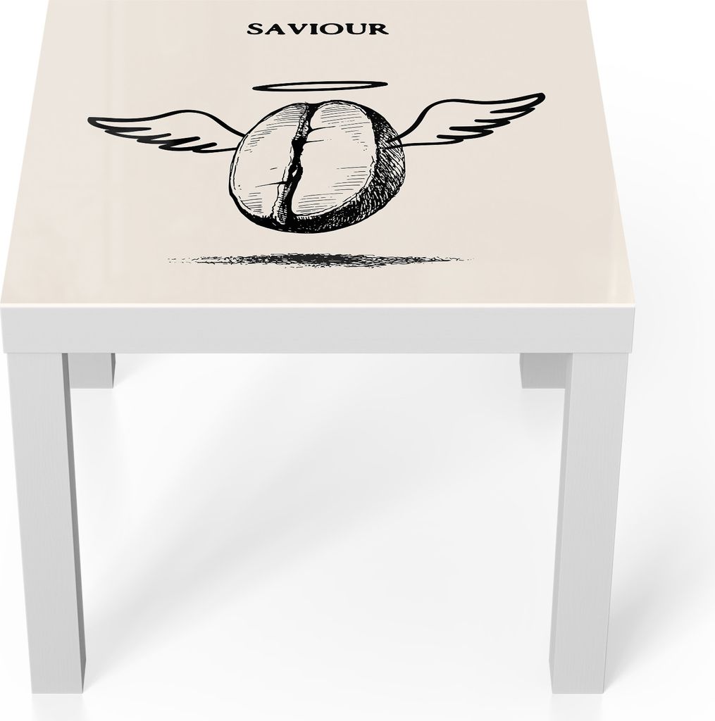 DEQORI Couchtisch 55x55 cm Weiß 'Flügel für Kaffeeträume' Glas Beistelltisch Glastisch modern