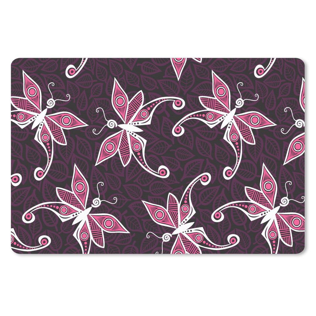MuchoWow Mauspad Mousepad Schmetterlinge - Muster - Rosa 27x18 cm - Mousepads - Maus Mat - Pad - Mausunterlage - Büroartikel - Desk Matten