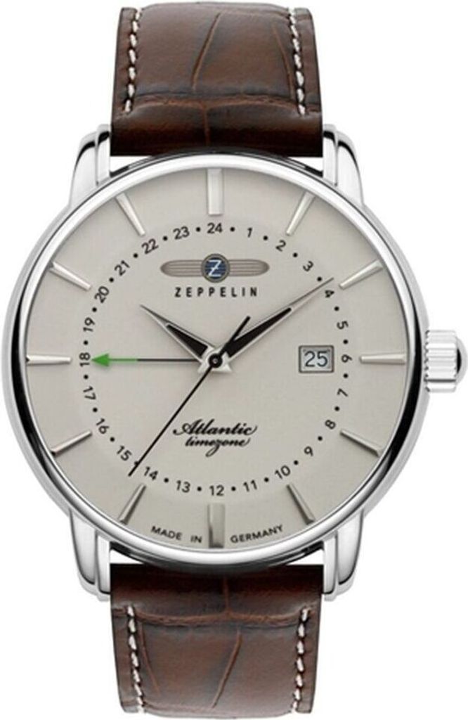Zeppelin Herrenuhr Atlantic Automatik – 40 Mm, Edelstahl, Kroko-Lederband, 5 ATM Wassergeschützt