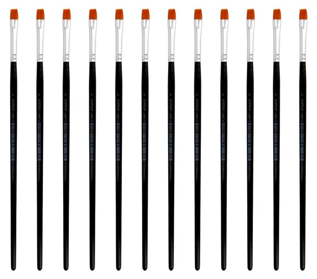 Set mit 12 flachen Synthetik-Pinseln, Nr. 04