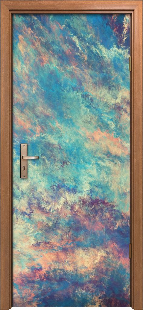 Türposter 80x200 cm Türaufkleber Türtapete Türfolie Klebefolie Abstrakte blaue und goldene Wolken