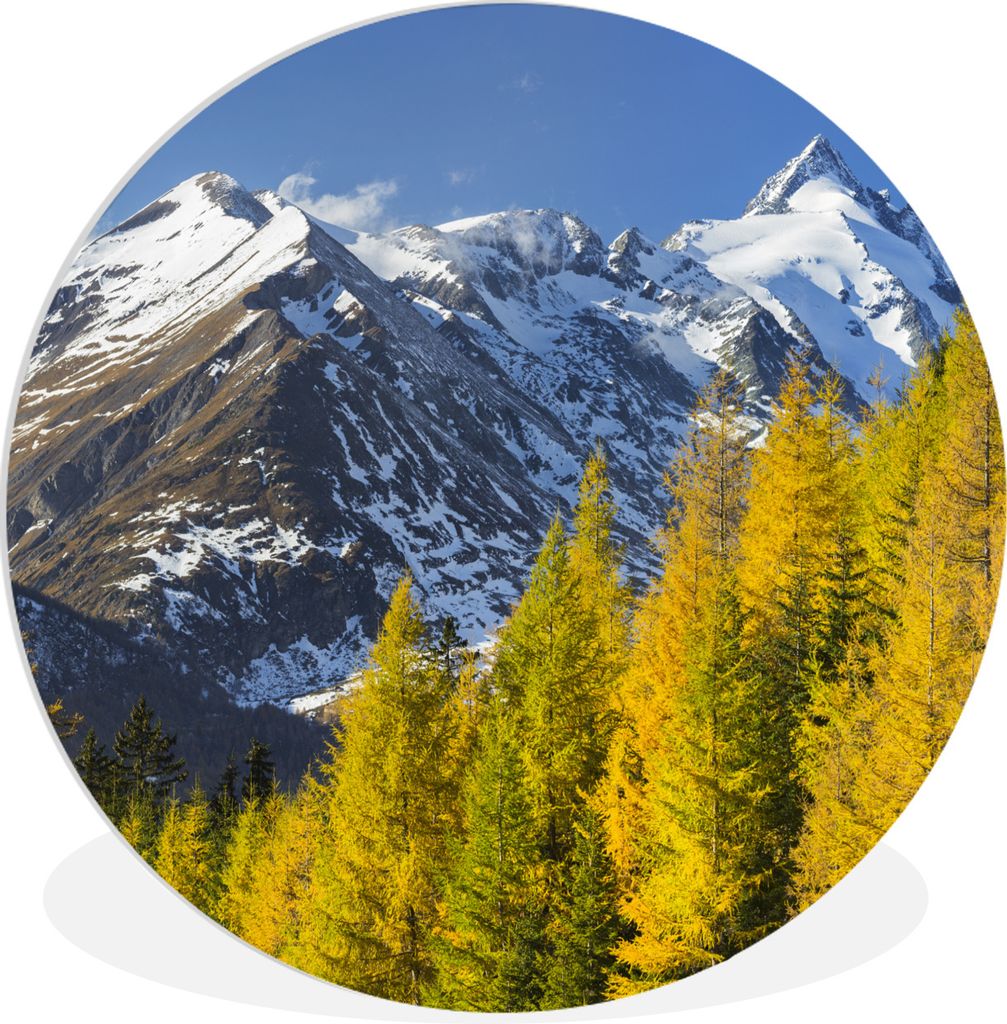 MuchoWow Rundes Wandbild - Runde Bilder Bäume für den Großglockner in Österreich Ø 30 cm Kreis Wanddekoration Kunststoff - Wandkreis - Wands...