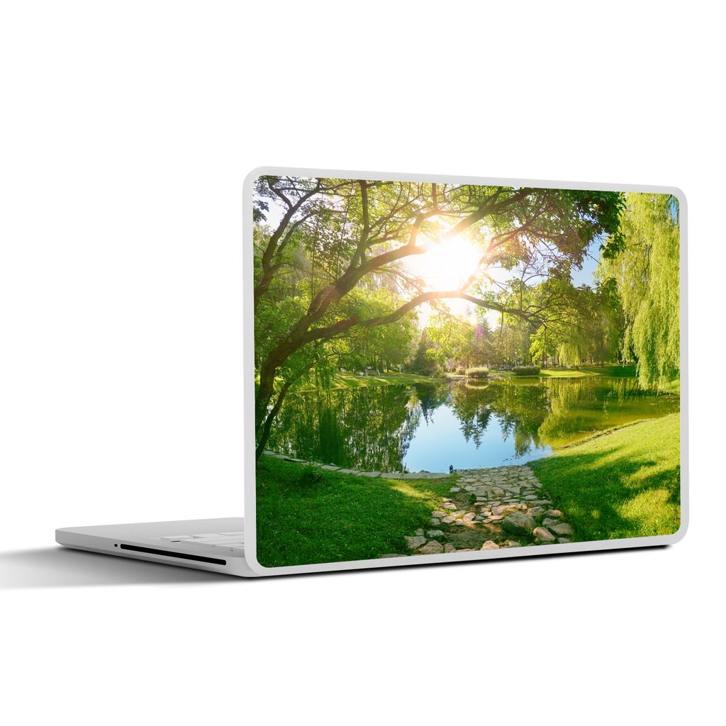 MuchoWow Laptop Aufkleber Sticker Cover Bäume - See - Sonne - Gras - Natur 30x21 cm - Sticker für Laptop - Selbstklebend