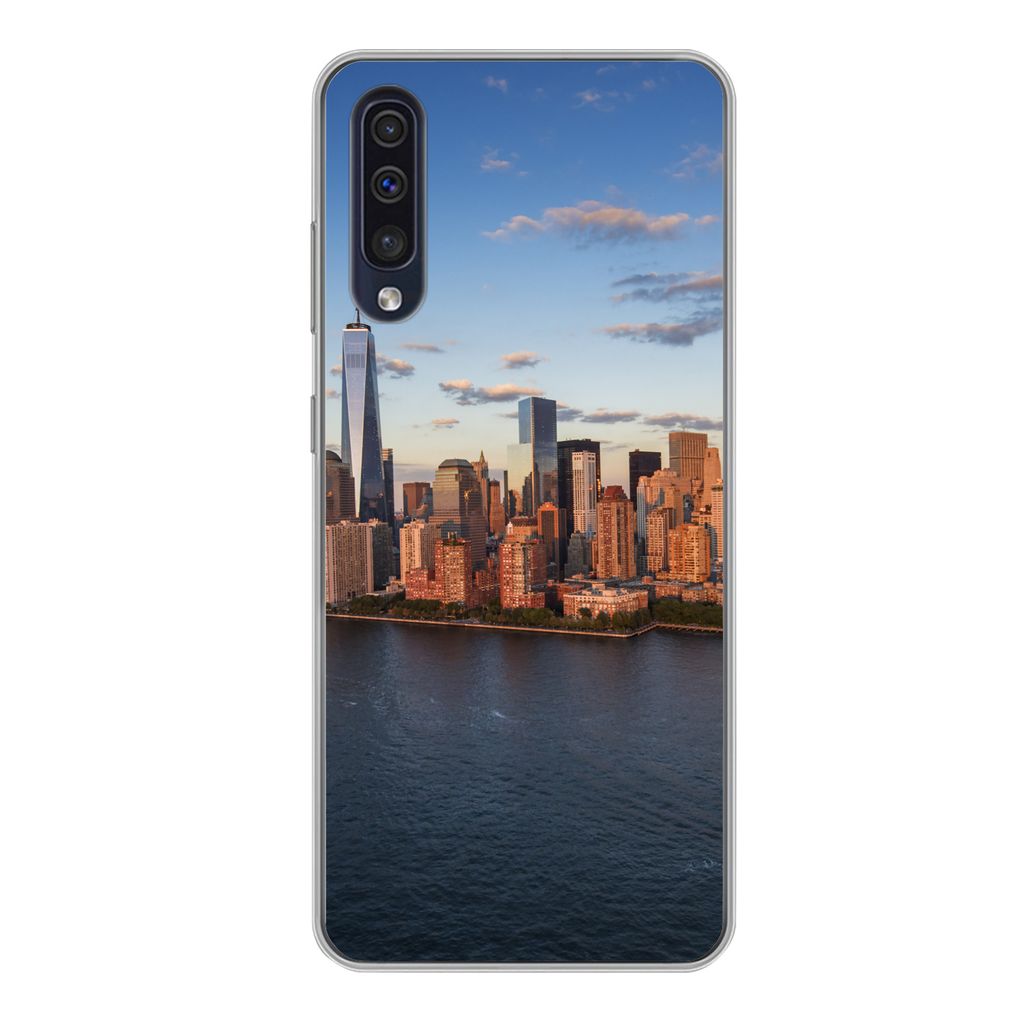 MuchoWow Handyhülle Schutzhülle Hülle für Samsung Galaxy A50 New York - Skyline - Boot Silikon Softcase Handy Hülle - Mobiltelefonhülle