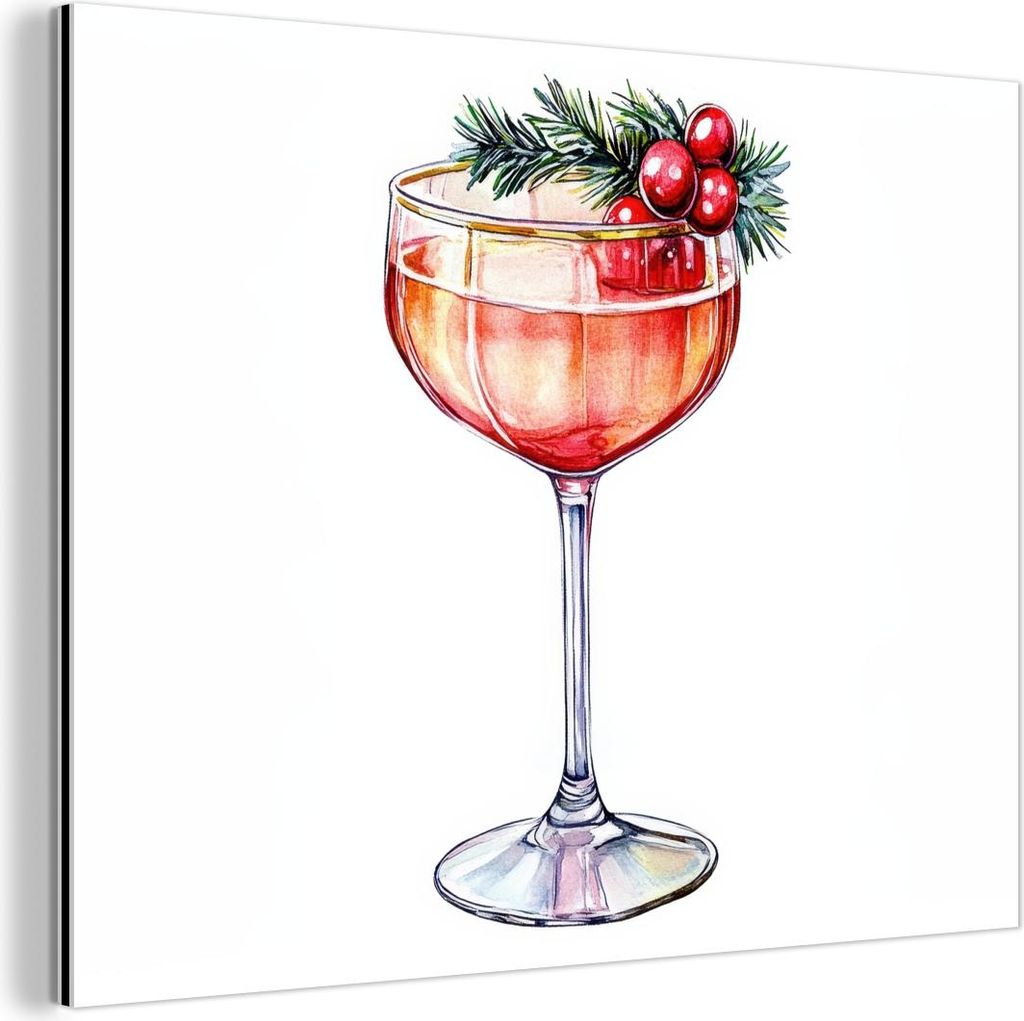 MuchoWow Wanddekoration Metall Metallbild Wandkunst 40x30 cm Cocktail - Party - Winter - Dekoration MuchoWow Aluminium Gemälde - Dekoration Wohnzi...