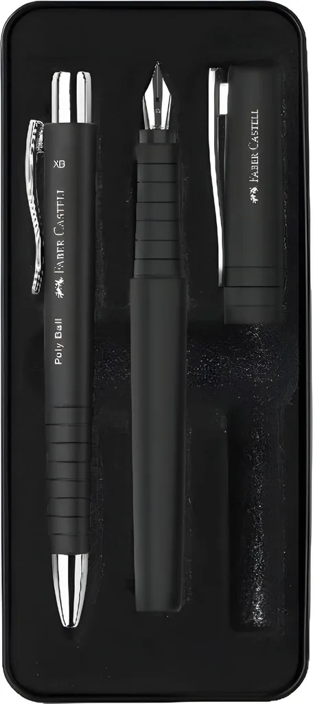 Faber Castell Stylo à Plume Poly Pen et Stylo à Bille Noir Set d'Écriture