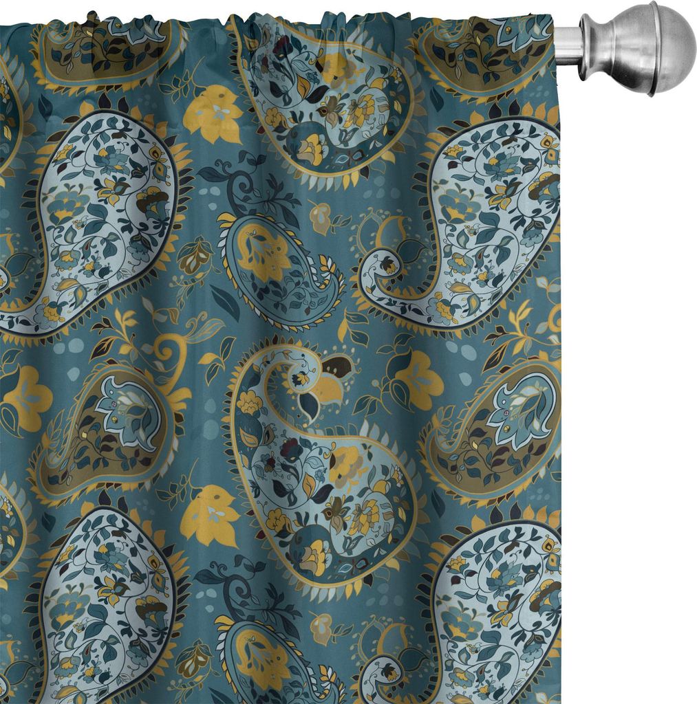 ABAKUHAUS Paisley Vorhänge, Gardinen, Antike Blumenmotiv Altmodische Blüten Orientalisches Kultur Inspiriertes Design, 2 Stück 75 x 245 cm, Mehr...