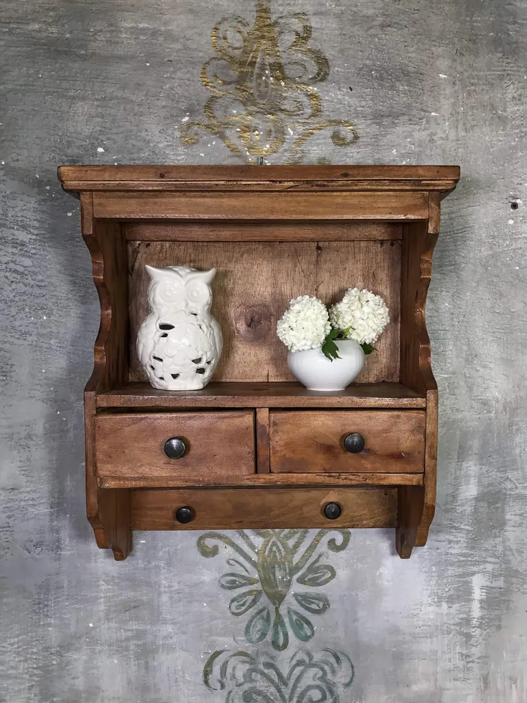 Armoire rustique en bois foncé avec grands tiroirs de rangement 180cm