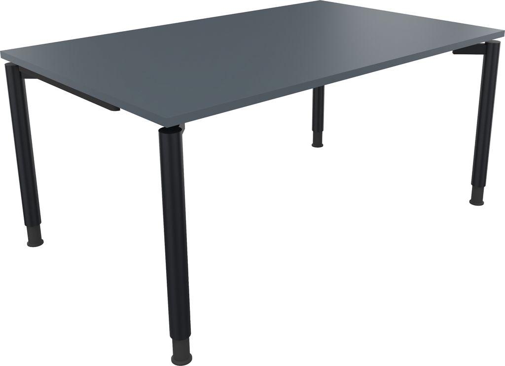 Schreibtisch Vierfuß Rundrohr B1600xT1000xH680-820 an/Lavagrau