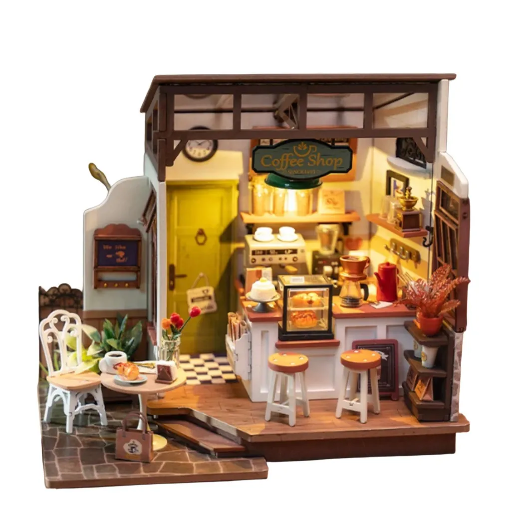 Maquette maison de poupées miniature en kit bois DIY Café à construire