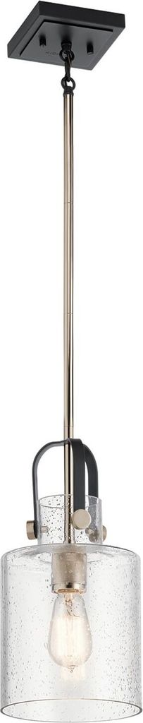 Pendelleuchte Metall Glas B: 18 cm H: max. 141,6 cm Nickel poliert E27 rund Vintage Hängelampe
