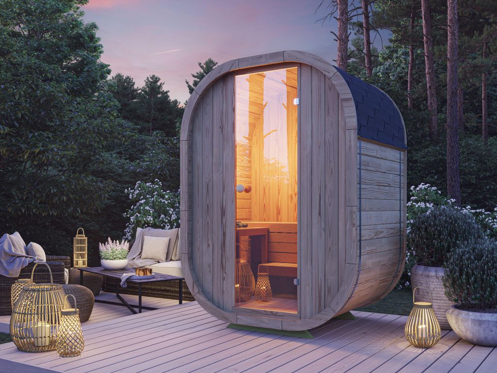 Fjordholz Fass-Sauna Modell Luxe Micro