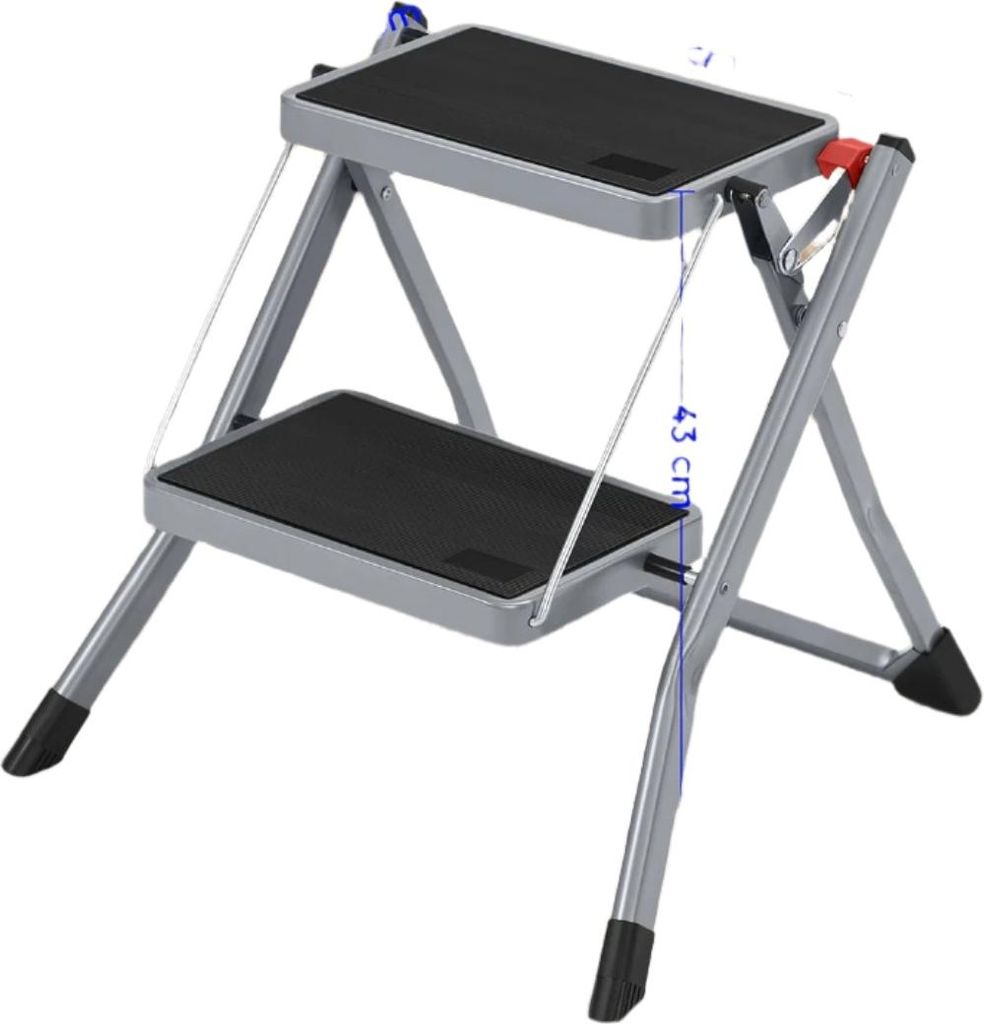 2-stufige Klappleiter - Handelsleiter - hohe Stabilität - rutschfeste Stufen - 50 cm x 3,5 cm x 55,5 cm