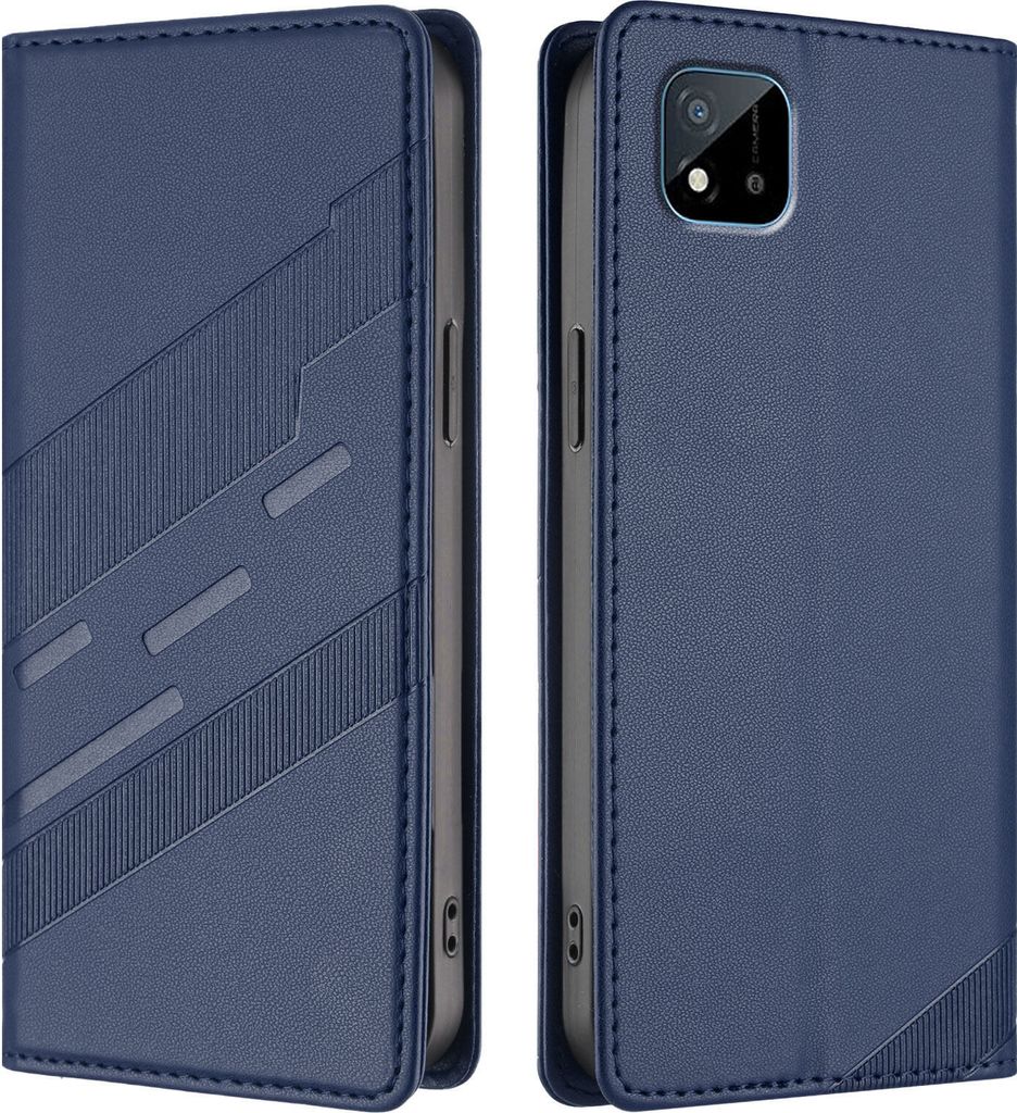 Hülle für Realme C20/Realme C21/Realme C11 2021, Kunstleder Brieftaschen Handyhülle mit Kartenfach und Standfunktion Blau