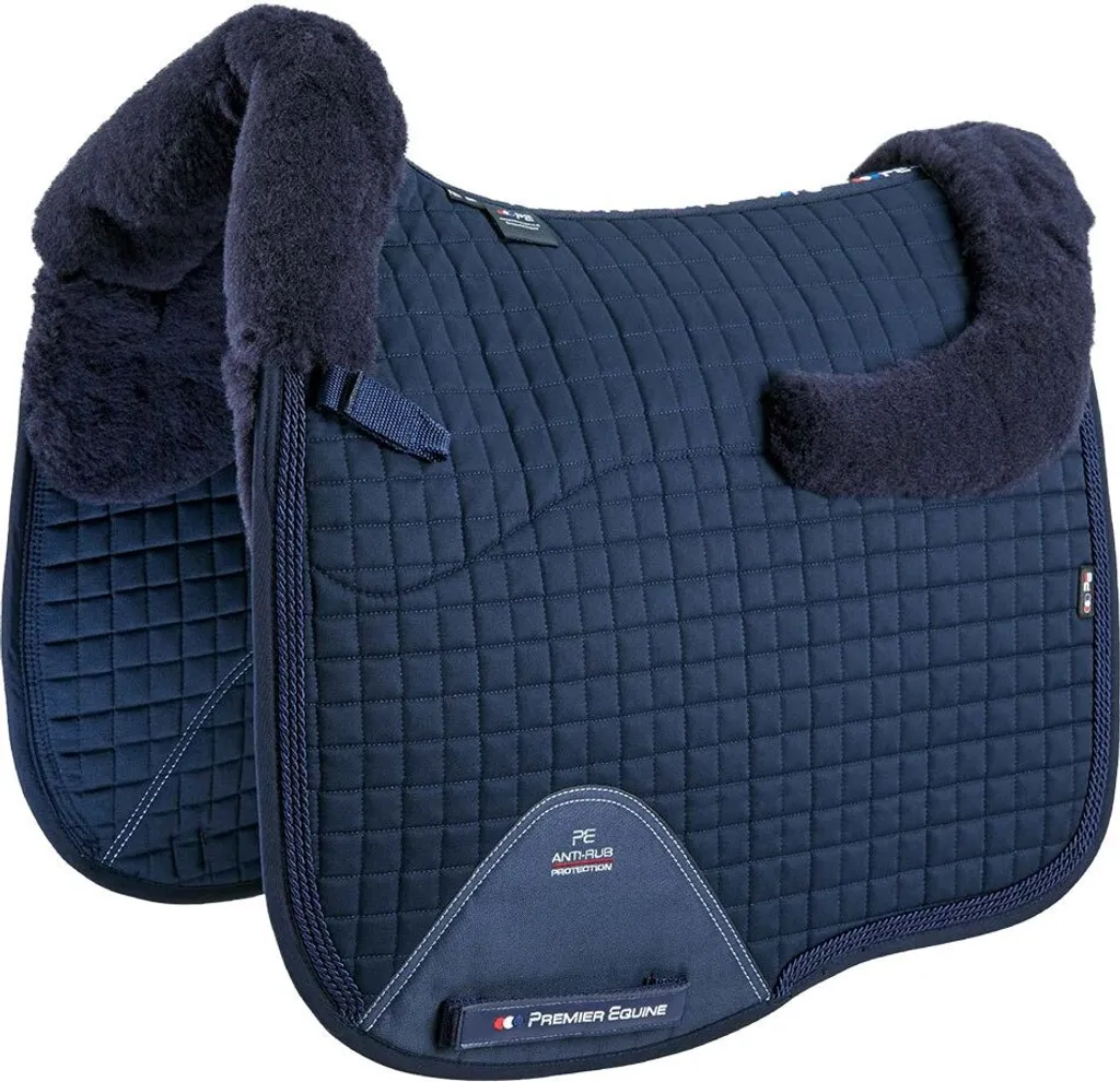 Tapis de Selle Dressage Poney en Laine Mérinos Carré Européen Bleu CC