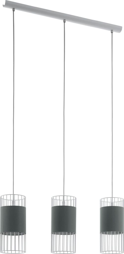 EGLO Hängelampe Norumbega, Pendelleuchte Esstisch, Stahl in weiss, Stahl, Textil in weiss, grau E27 Fassung