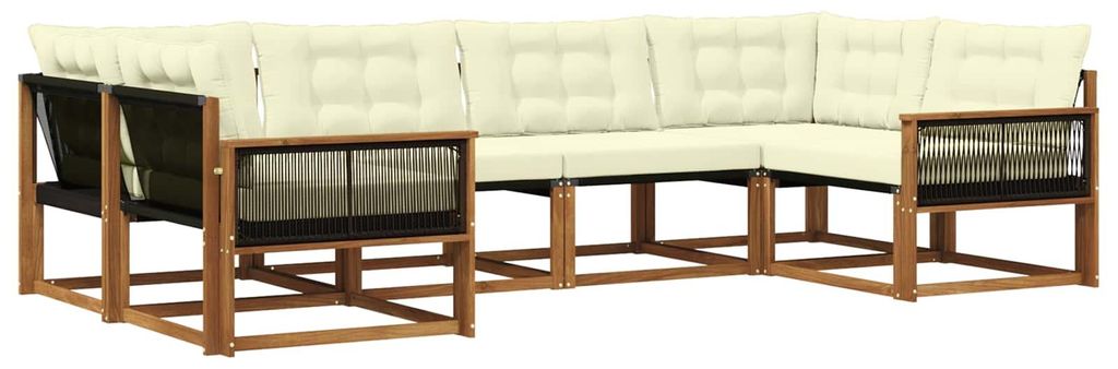 “2026 Modern“ Braun Outdoor-Sofagarnitur mit Kissen 6 pcs Natur und Creme - Designermöbel 17282 - Gartensofas