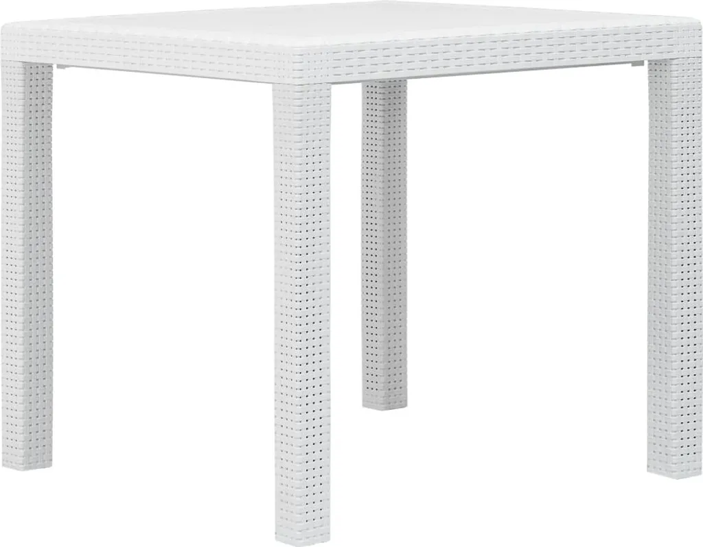 Tavolo da giardino bianco 79x79x72 cm in plastica effetto rattan