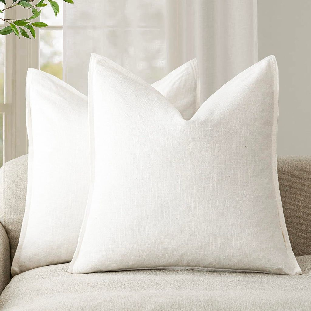 Set mit 2 dekorativen Leinenkissenbezügen im Boho-Landhausstil, weiche Kissenbezüge für Stuhl, Bank, Sofa, Schlafzimmer, Wohnzimmer, 50 x 50 cm,...