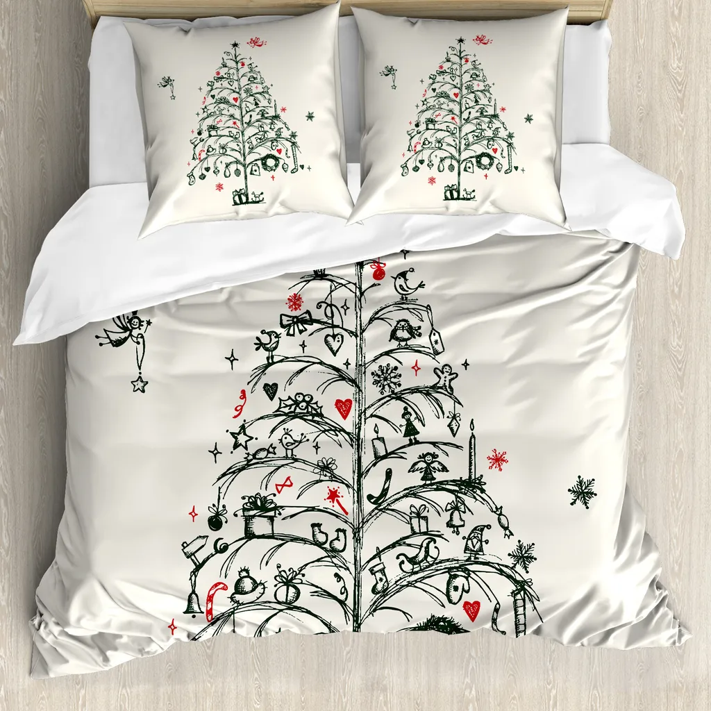 Copripiumino Natalizio 155x220 Antiacaro ABAKUHAUS Rosso Verde Offerta