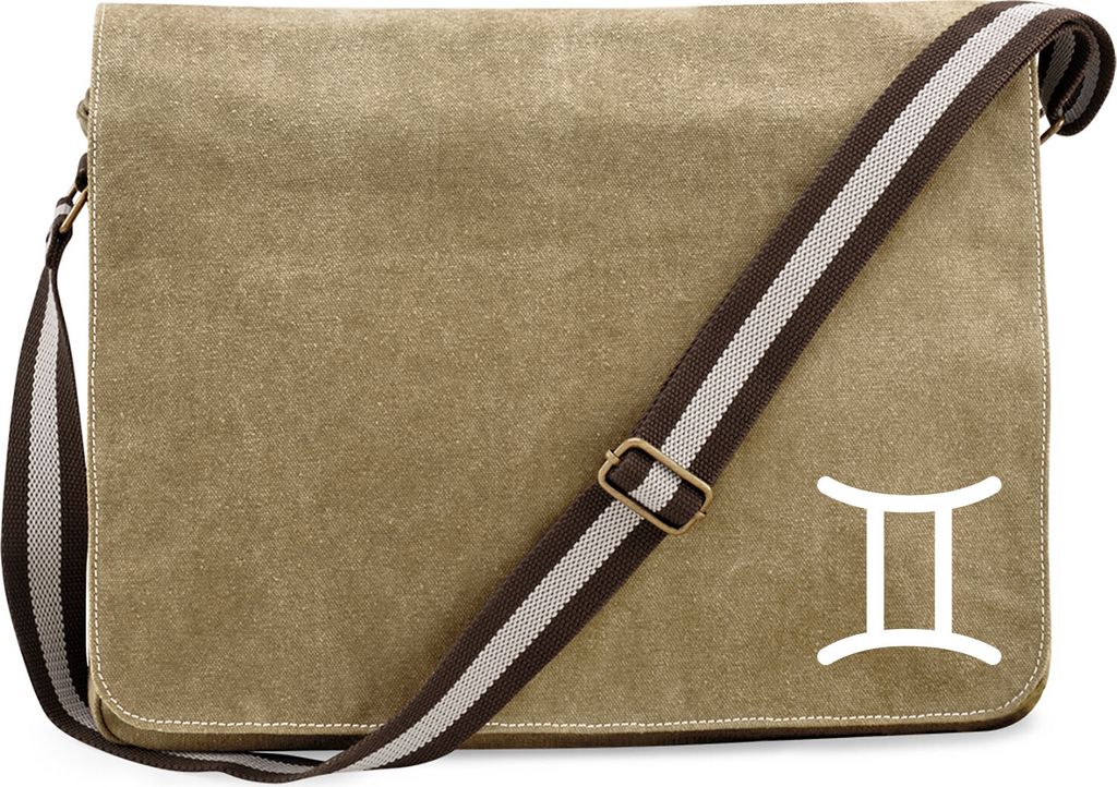 Huuraa Umhängetasche Zwillinge Sternzeichen Zeichen 14 Liter Sahara Canvas Laptoptasche Geschenkidee