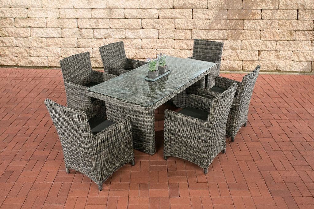 CLP Polyrattan Sitzgruppe Fontana,grau-meliert Anthrazit