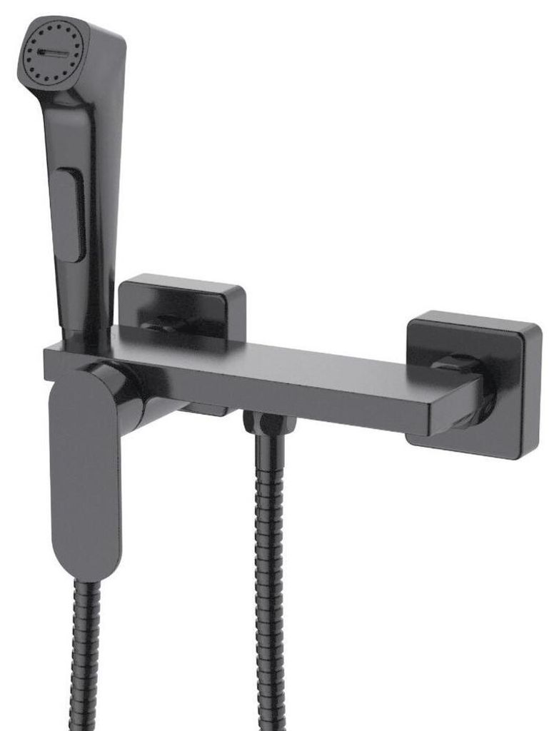 Wand-Bidetarmatur mit Stop-Ventil und Ablage, Gun metal Produktbild 