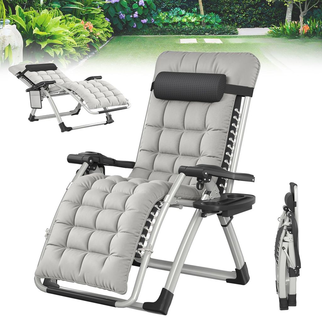 Chaise longue de jardin UISEBRT rembourrée avec coussin Image du produit 