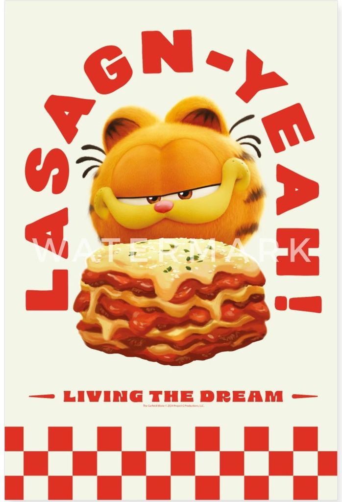 Spreadshirt Garfield Lasagn-Yeah Witziges Design Poster 60x90 cm, One size, Weiß