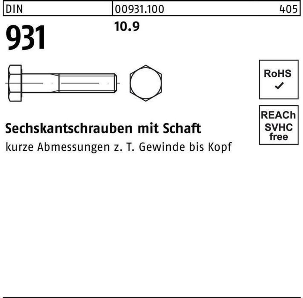 Reyher Sechskantschrauben DIN 931 10.9 M 14 x 190 (25 Stück)