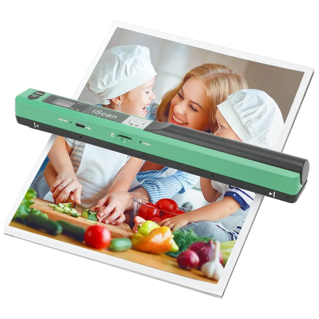 Scanner portable A4 900 dpi avec écran LCD, numériseur compact vert - 9